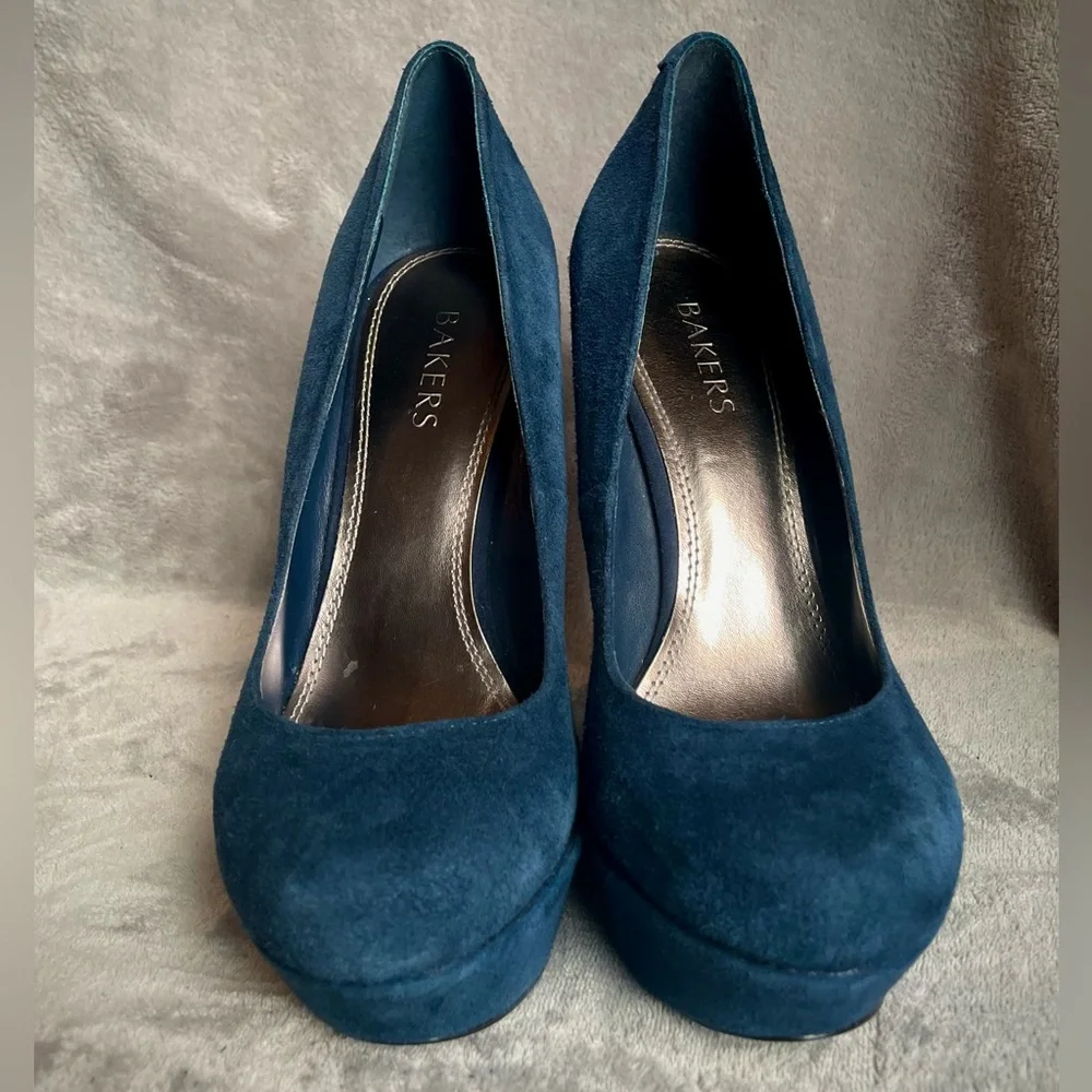 BAKERS Mona2 Blue Suede Platform Wedges - Picture 7 of 8